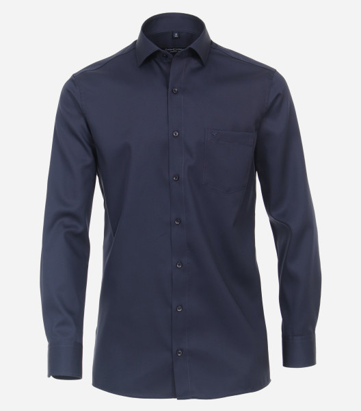 Camisa CasaModa COMFORT FIT TWILL azul oscuro con cuello Kent de corte clásico