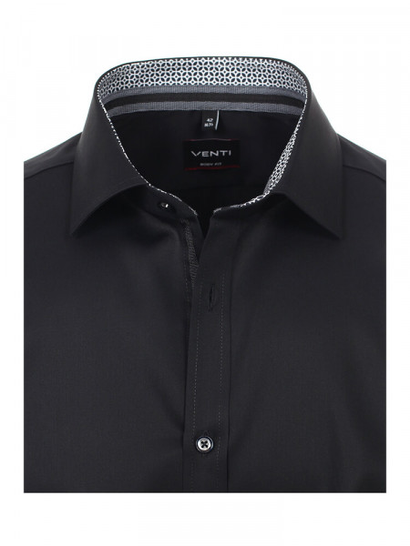 VENTI Slim Fit Hemd Schwarz Kent Twill - Ansicht 1