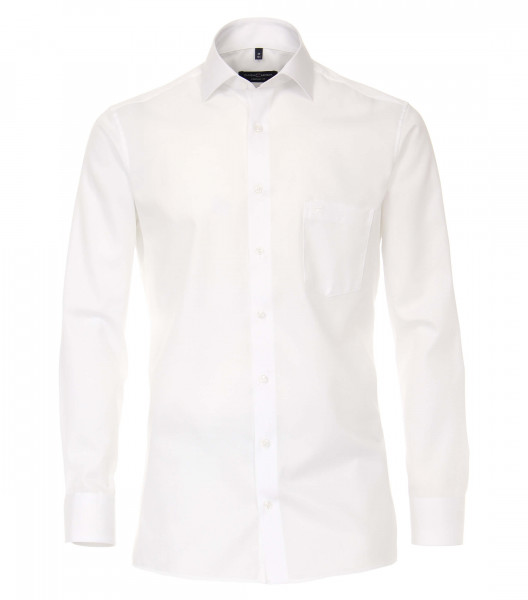 Chemise CasaModa COMFORT FIT TWILL blanc avec col Kent en coupe classique