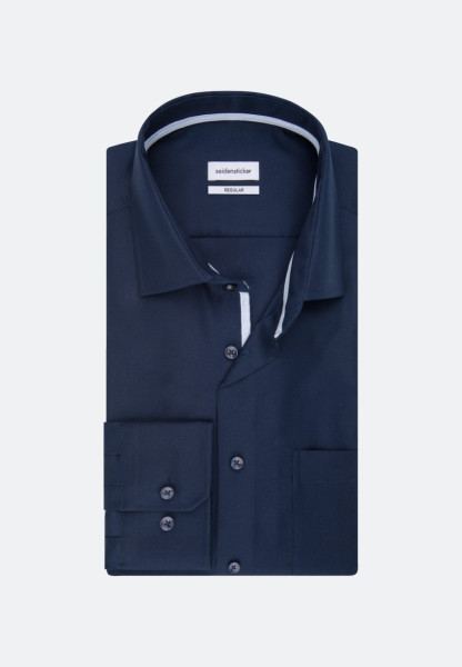 Seidensticker Hemd REGULAR FIT STRUKTUR dunkelblau mit Business Kent Kragen in klassischer Schnittfo