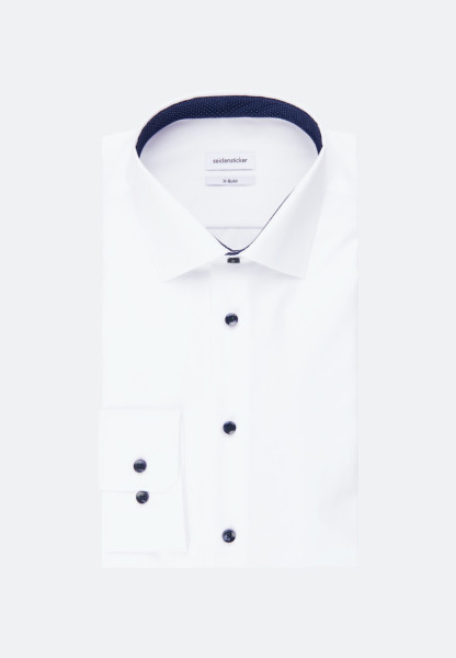 Camisa Seidensticker EXTRA SLIM UNI POPELINE blanco con cuello Business Kent de corte súper estrecho