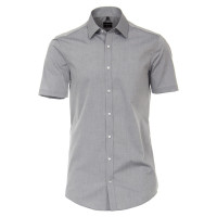 Camisa Venti BODY FIT UNI POPELINE gris con cuello Kent de corte estrecho