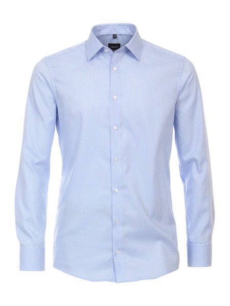 Camisa Venti MODERN FIT UNI POPELINE azul claro con cuello Kent de corte moderno