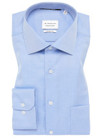 Camicia Eterna COMFORT FIT UNI POPELINE azzurro con Kent collar in taglio classico