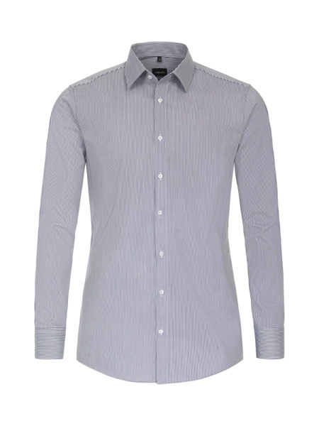 Camisa Venti MODERN FIT UNI POPELINE azul oscuro con cuello Kent de corte moderno