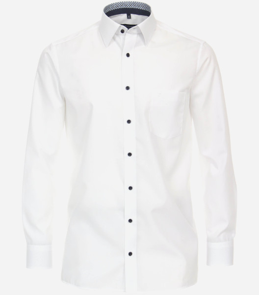 Camicia CasaModa COMFORT FIT UNI POPELINE bianco con Kent collar in taglio classico