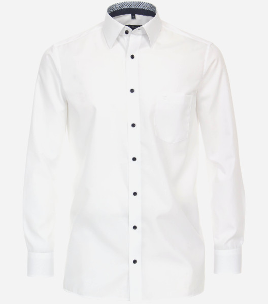 CasaModa shirt COMFORT FIT UNI POPELINE white with Kent collar in classic cut