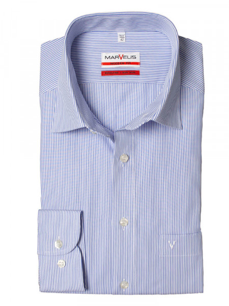 Camisa Marvelis MODERN FIT UNI POPELINE azul claro con cuello Nuevo Kent de corte moderno