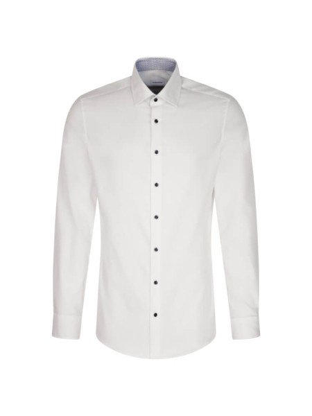 Camisa Seidensticker SLIM TWILL blanco con cuello Business Kent de corte estrecho