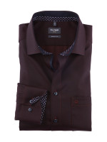 Olymp Hemd MODERN FIT UNI POPELINE rot mit Global Kent Kragen in moderner Schnittform