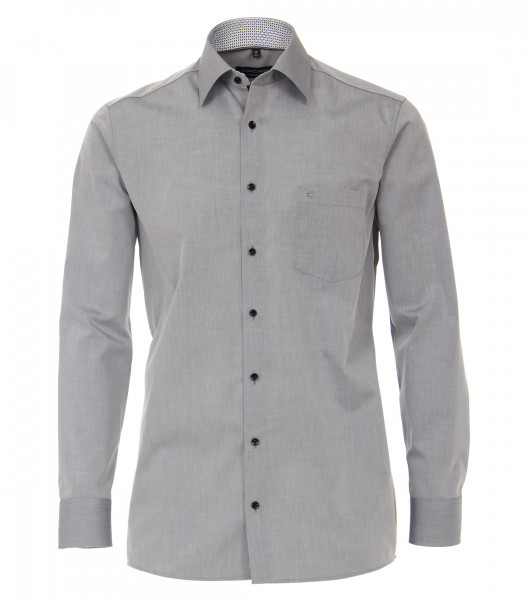 CASAMODA Hemd COMFORT FIT UNI POPELINE grau mit Kent Kragen in klassischer Schnittform