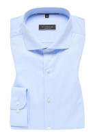 Camicia Eterna SUPER SLIM TWILL azzurro con Spaccato  collar in taglio super stretta