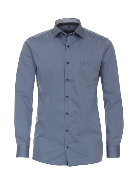 Camisa CasaModa MODERN FIT UNI POPELINE azul medio con cuello Kent de corte moderno