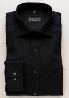 Eterna Hemd COMFORT FIT UNI POPELINE schwarz mit Classic Kent Kragen in klassischer Schnittform