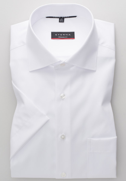 Camisa Eterna MODERN FIT TWILL blanco con cuello Clásico Kent de corte moderno