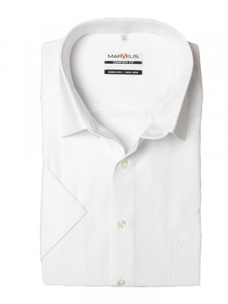 Camisa Marvelis COMFORT FIT UNI POPELINE blanco con cuello Nuevo Kent de corte clásico