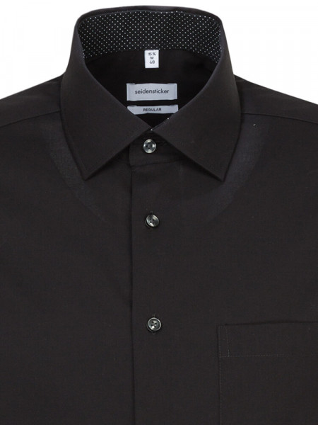 SEIDENSTICKER Regular Fit Hemd Schwarz Business Kent Popeline - Ansicht 2