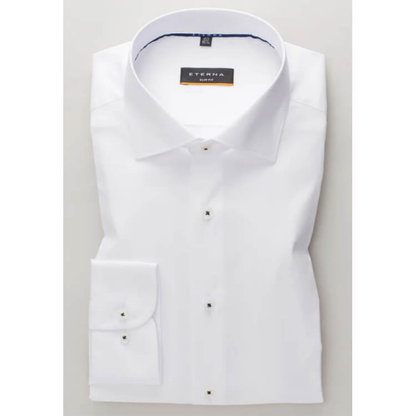 Camisa Eterna SLIM FIT UNI STRETCH blanco con cuello Clásico Kent de corte estrecho