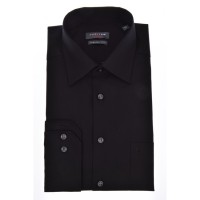 Chemise Jupiter MODERN FIT UNI POPELINE noir avec col Kent en coupe moderne