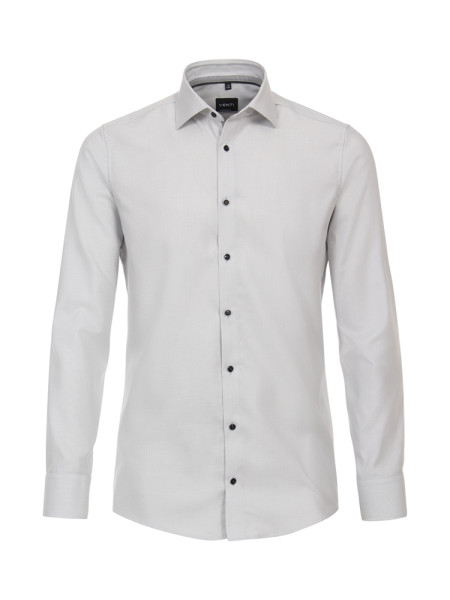 Venti overhemd MODERN FIT STRUCTUUR grauw met Kent-kraag in moderne snit