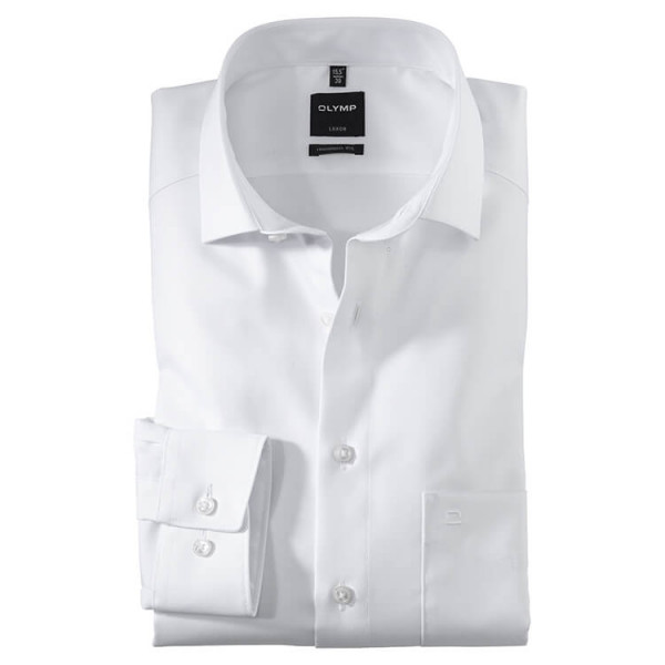 OLYMP Luxor modern fit overhemd TWILL wit met Global Kentkraag in moderne snit