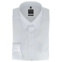 Camisa OLYMP Luxor modern fit UNI POPELINE blanco con cuello Nuevo Kent de corte moderno