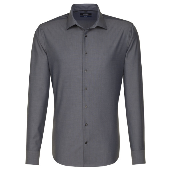 Seidensticker SHAPED shirt FIL À FIL anthracite with Business Kent collar in modern cut