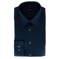 Camicia OLYMP Level Five body fit UNI POPELINE blu scuro con New York Kent collar in taglio stretto