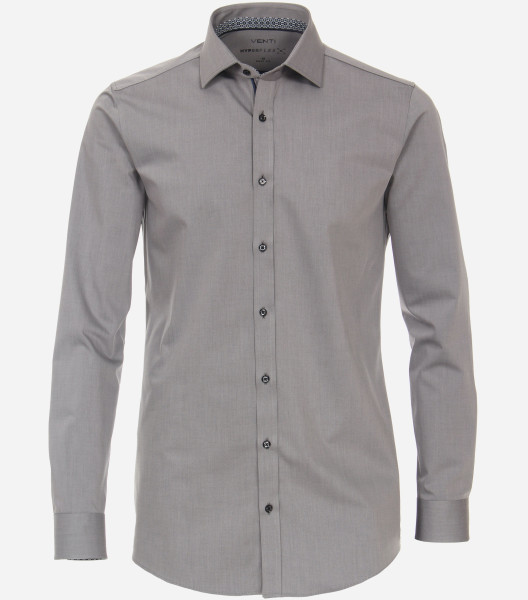 Camicia Venti BODY FIT HYPERFLEX grigio con Kent collar in taglio stretto