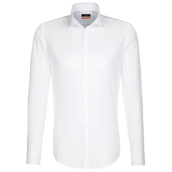 Camisa Seidensticker SLIM FIT UNI POPELINE blanco con cuello Business Kent de corte estrecho