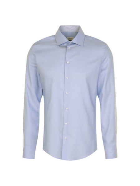 Camisa Seidensticker SLIM TWILL azul claro con cuello Business Kent de corte estrecho