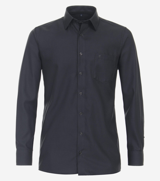 CasaModa overhemd COMFORT FIT STRUCTUUR zwart met Kent-kraag in klassieke snit