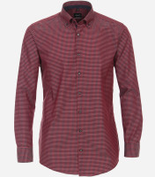 Venti shirt MODERN FIT UNI POPELINE red with Button Down collar in modern cut