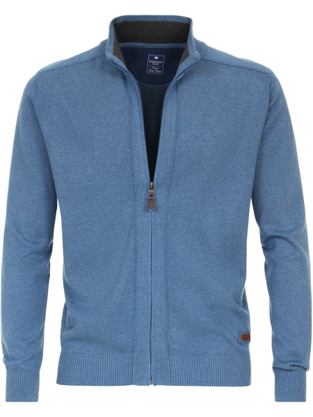 Cardigan Redmond REGULAR FIT MELANGE azul medio con cuello Cuello alto de corte clásico