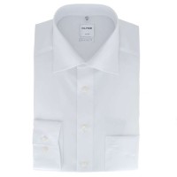 Camisa OLYMP Luxor comfort fit UNI POPELINE blanco con cuello Nuevo Kent de corte clásico