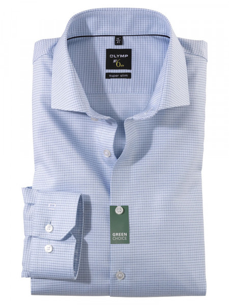 Camisa OLYMP SUPER SLIM UNI POPELINE azul claro con cuello Royal Kent de corte súper estrecho