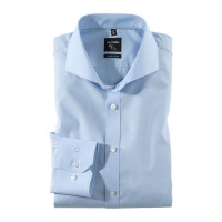 Camisa OLYMP No. Six super slim UNI POPELINE azul claro con cuello Seccionado de corte súper estrecho