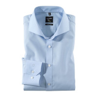 Camicia OLYMP No. Six super slim UNI POPELINE azzurro con Spaccato  collar in taglio super stretta