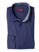 Marvelis BODY FIT Hemd PRINT dunkelblau mit New York Kent Kragen in schmaler Schnittform