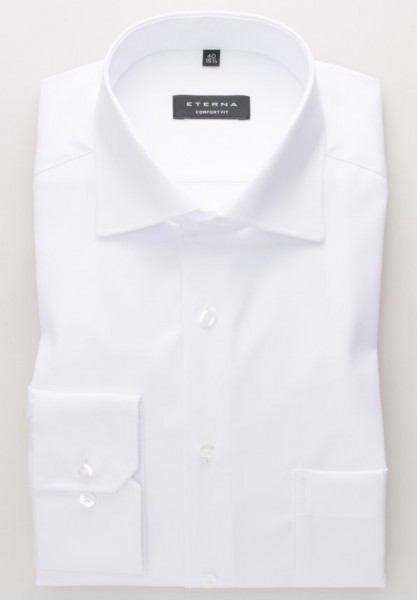 Camicia Eterna COMFORT FIT TWILL bianco con Kent classico collar in taglio classico