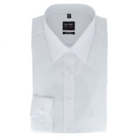 Camicia OLYMP Level Five body fit UNI POPELINE bianco con New York Kent collar in taglio stretto