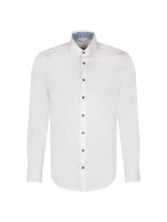 Chemise Seidensticker SLIM TWILL blanc avec col Nouveau Kent en coupe étroite