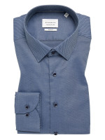 Eterna overhemd SLIM FIT UNI STRETCH middelblauw met Kentkraag in smalle snit