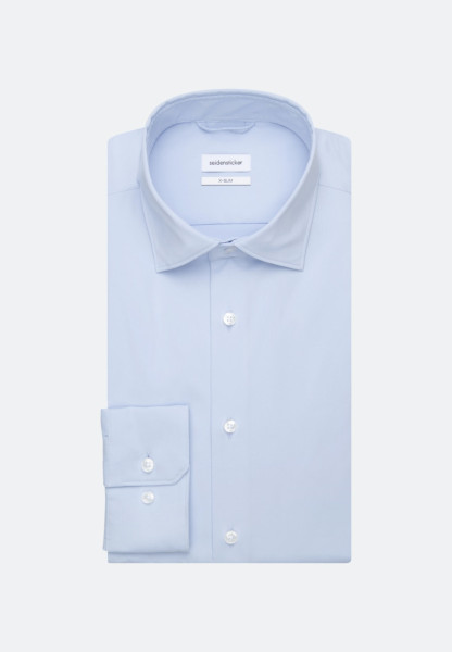 Camisa Seidensticker EXTRA SLIM UNI STRETCH azul claro con cuello Kent de corte súper estrecho