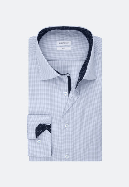 Seidensticker overhemd SLIM FIT UNI POPELINE lichtblauw met Business Kent-kraag in smalle snit