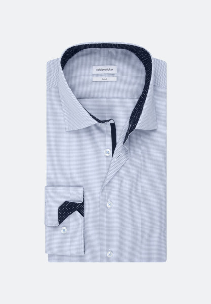 Camisa Seidensticker SLIM FIT UNI POPELINE azul claro con cuello Business Kent de corte estrecho