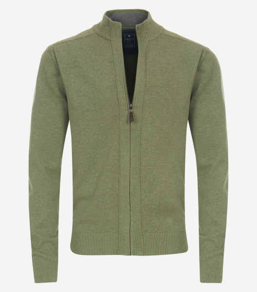 Redmond Strickjacke REGULAR FIT STRICK grün mit Stehkragen Kragen in klassischer Schnittform