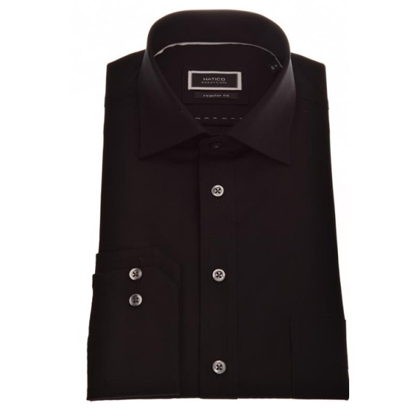 Hatico camiseta &quot;Chambrey&quot; negro con Kent collar de corte clásico