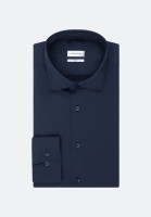 Chemise Seidensticker SLIM FIT UNI STRETCH bleu foncé avec col Kent en coupe étroite