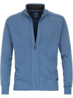 Redmond cardigan REGULAR FIT MELANGE medium blue with Stand-up collar collar in classic cut